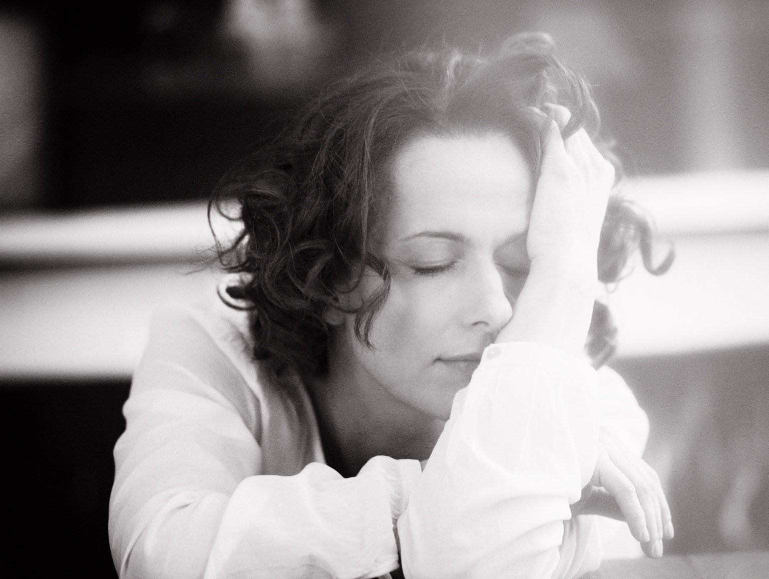 Portrait of actress Claudia Michelsen, photographed by Tim Dobrovolny in Berlin, 2017